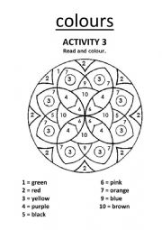 English Worksheet: COLOURS ACTIVITY