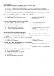 English Worksheet: vacation survey