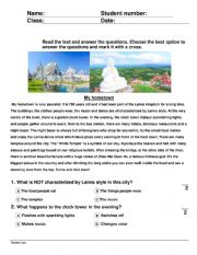 English worksheet: My hometown