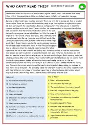 English Worksheet: Illiteracy in the UK
