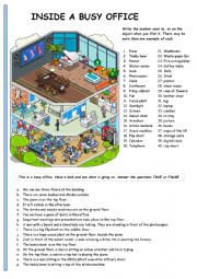 English Worksheet: Inside an office black