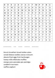 English Worksheet: WORDSEARCH: BREAKFAST