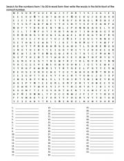 NUMBERS 1 TO 50 WORKSHEET