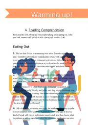 English Worksheet: Reading Comprehension - Eating out