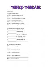 English Worksheet: There is/ there are