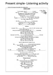 English Worksheet: present simple song activity