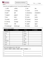 English Worksheet: Vocabulary about food
