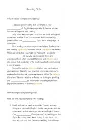 English Worksheet: How to Improve Your Reading Skills