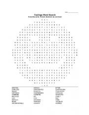 Feelings Word Search + Answer Key