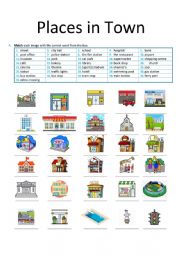 English Worksheet: Places in town