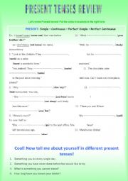 English Worksheet: Exercise to train Present tenses (Present Simple, Perfect, Continuous, Perfect Continuous)
