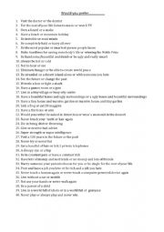English Worksheet: Would you prefer?