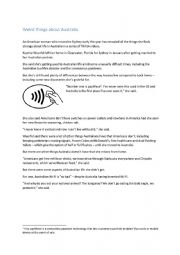 English Worksheet: Weird Things About Australia