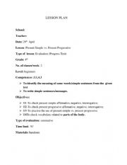 English Worksheet: Lesson Plan Present Simple and continous