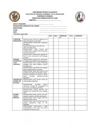 English Worksheet: OBSERVATION SHEET