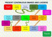 PRESENT CONTINUOUS SNAKES AND LADDERS