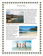 English Worksheet: On my last vacation