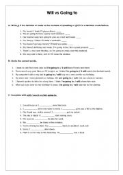 English Worksheet: Will & going to