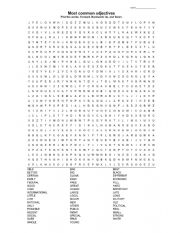 Most Common Adjectives Word Search + Answer Key
