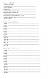 English Worksheet: Dates and years