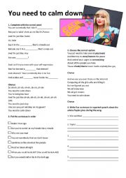 English Worksheet: Reported speech song - Taylor Swift - You need to calm down