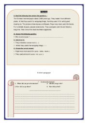 Simple reading and writing worksheet based on English world course