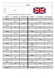 English Worksheet: Irregular Verbs
