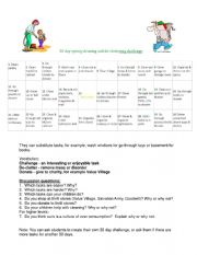 English Worksheet: De-cluttering and spring cleaning 30 day challenge