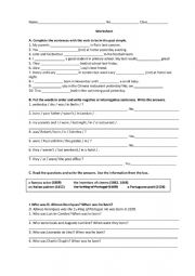 English Worksheet: past simple_ worksheet