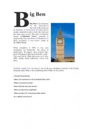 English Worksheet: Big Ben