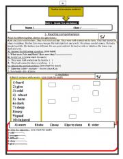 reading and vocabulary worksheet