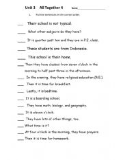 English Worksheet: All Together 4 Unit 3 Reading supplement activities