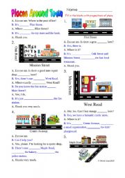 Places Around Town with answer key and additional activities.