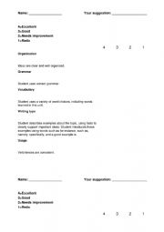English Worksheet: Writing rubric