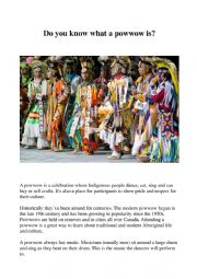 English Worksheet: Do you know what a powwow is ?