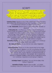 English worksheet: Script