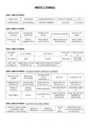 English Worksheet: Write 5 things!