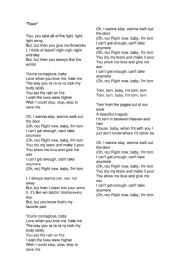 English Worksheet: TORN - TELL ME BABY