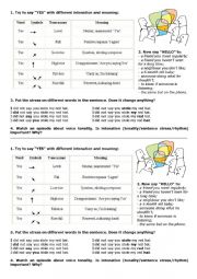 English Worksheet: stress and intonation