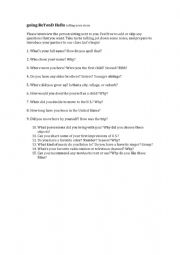 English Worksheet: Going Beyond Hello topic conversations