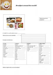 English Worksheet: Breakfast around the world