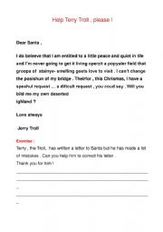 English Worksheet: Terry Troll wrote to Santa