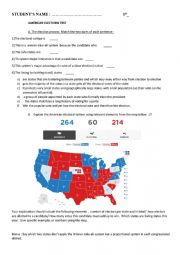 English Worksheet: US elections test (Writing + listening)