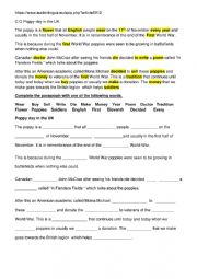 English Worksheet: Poppy Day in the UK