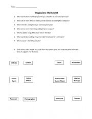 Professions Worksheet