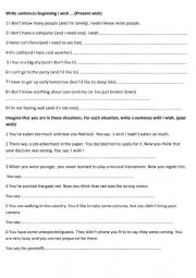 English Worksheet: Expressing a wish in the present & past