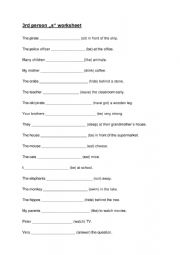 English Worksheet: 3rd person s