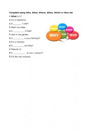 English Worksheet: Wh questions
