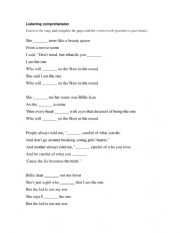 English Worksheet: song