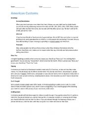 English Worksheet: US Customs